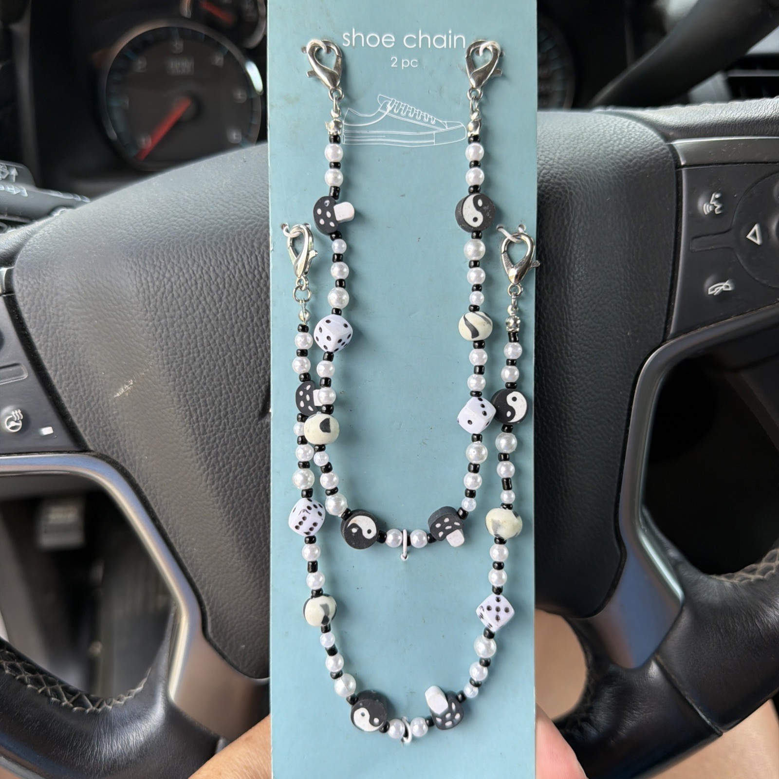 Hildie & Jo Shoe Chain Ankle Bracelet Anklet NWT 2 Piece 11.2″ Yin/Yang & Pearl