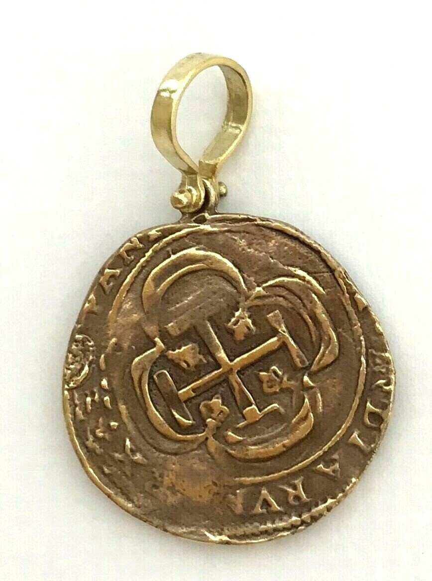 ATOCHA Coin Pendant 925 Sterling Silver Antique Gold Treasure Shipwreck Coin