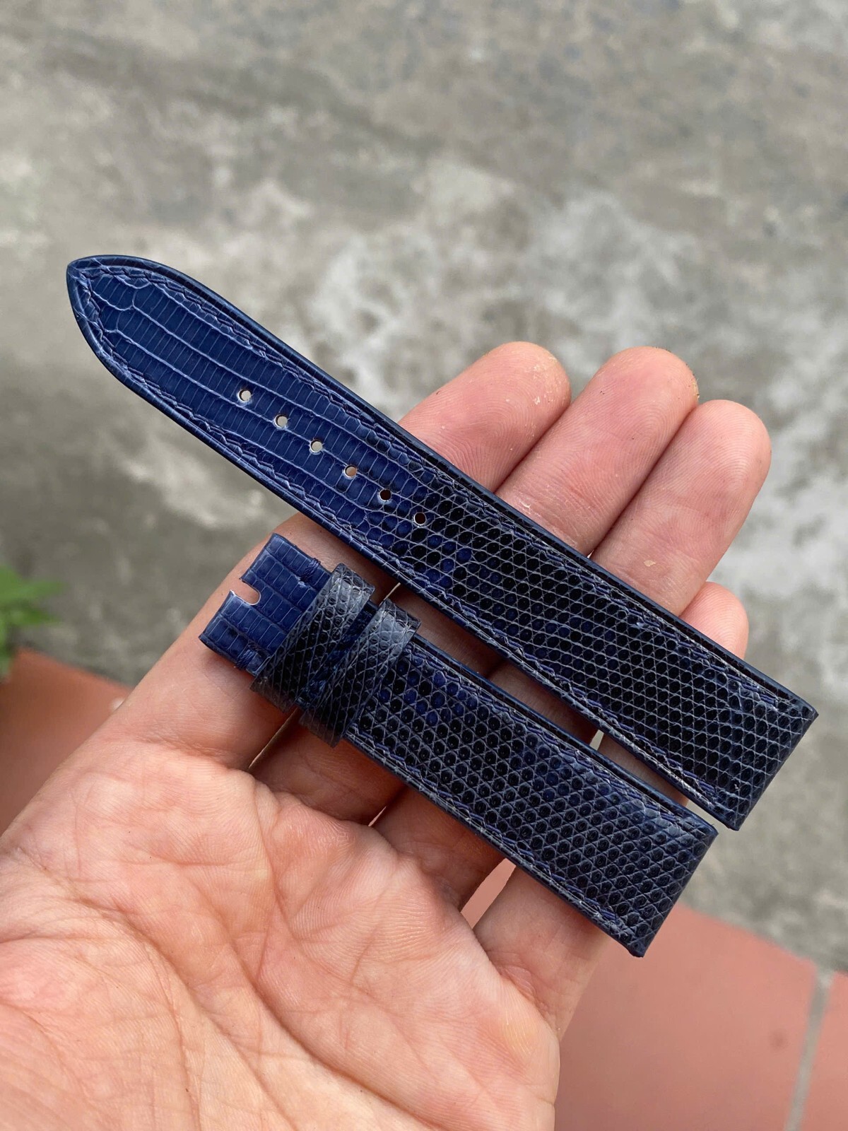 Navy Genuine Lizard skin leather watch strap band 10…17 18 19 20 21 22 23 26mm