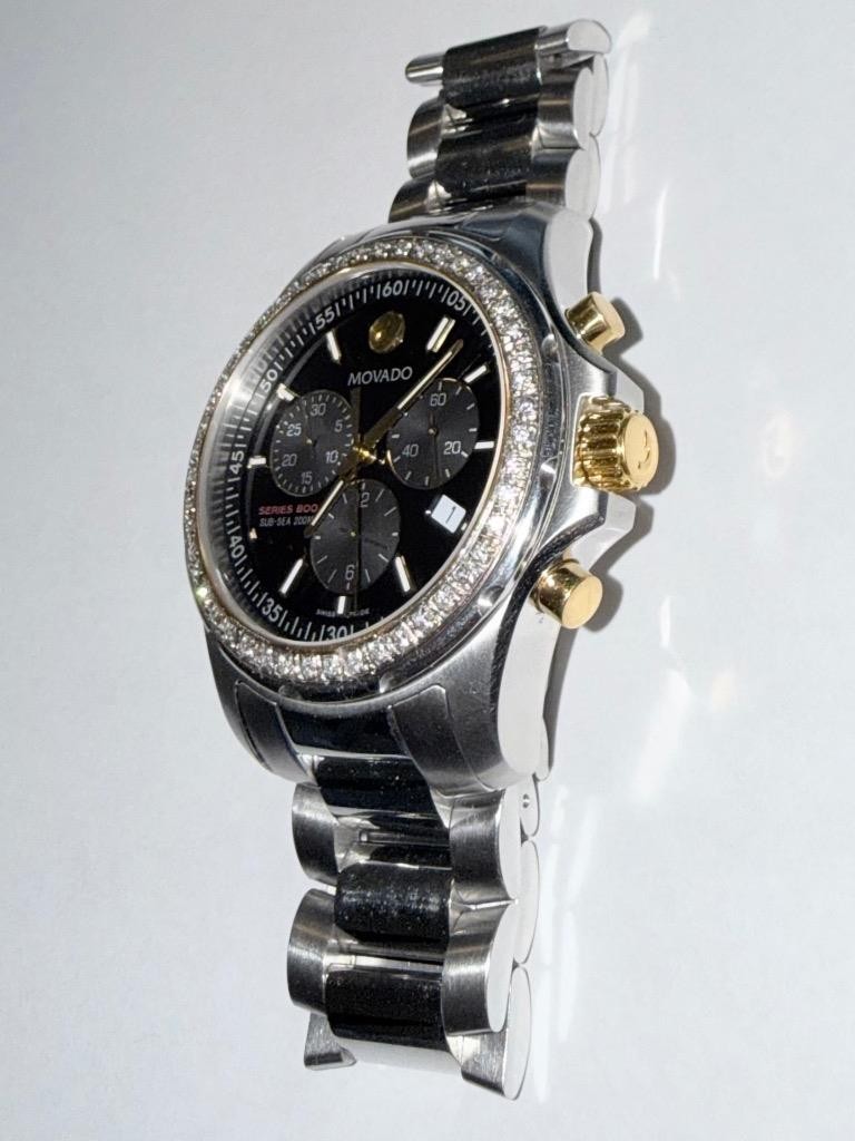 MOVADO MENS SERIES 800 TWO TONE SUB SEA CHRONO LAB GROWN DIAMOND WATCH