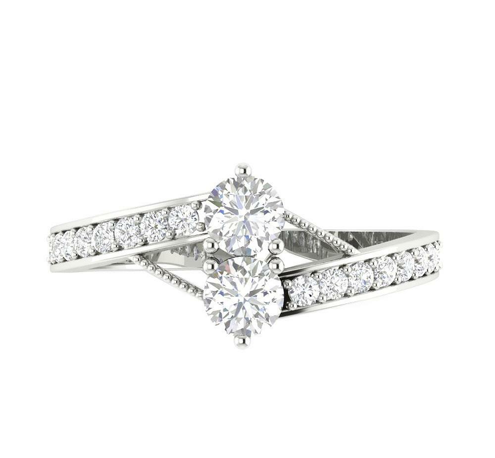 Solitaire Engagement Ring SI1 G 0.80 Carat Forever Us Two Stone Diamond 14K Gold