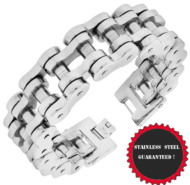 Black or Silver 8” 9″ 10” Stainless Steel Motorcycle Bike Biker Chain Bracelet
