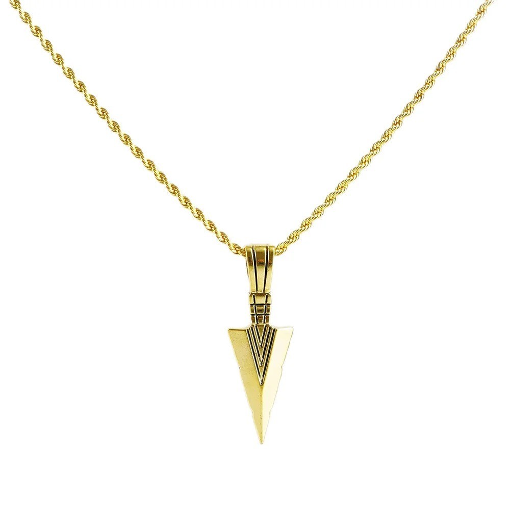 Matte Black Arrow Pendant Necklace Long Chain Hip Hop Punk Jewelry Gift Men Wome