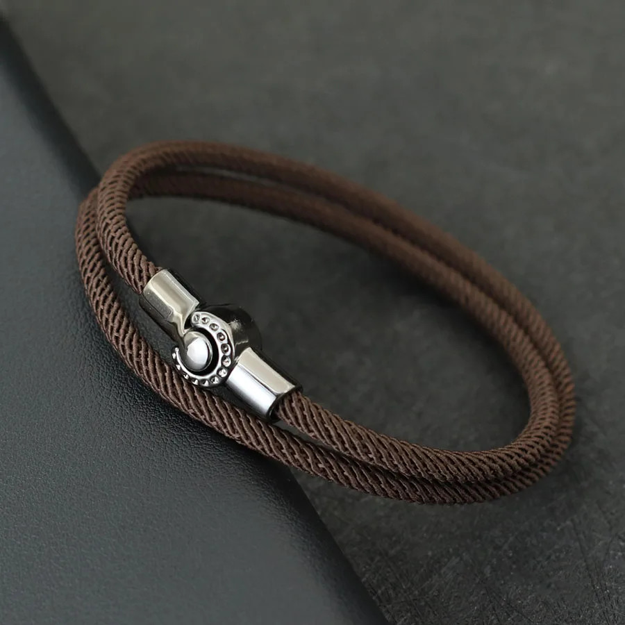 Simple Style Men Rope Bracelet Magnet Buckle Bilayer Outdoor Sports Nautical