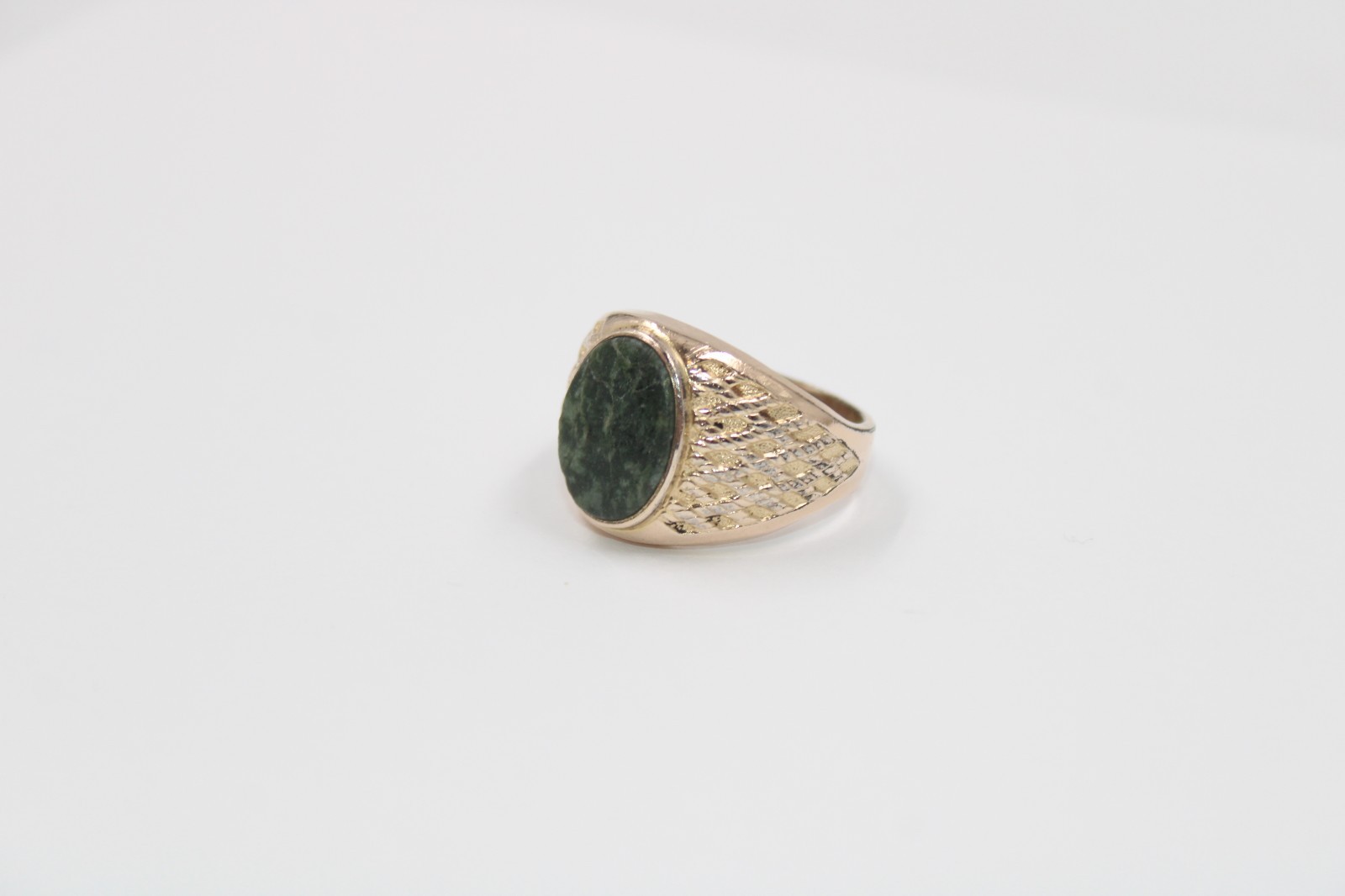 C&C 10k Gold Filled Oval Green Nephrite Cabochon Size: 12.5