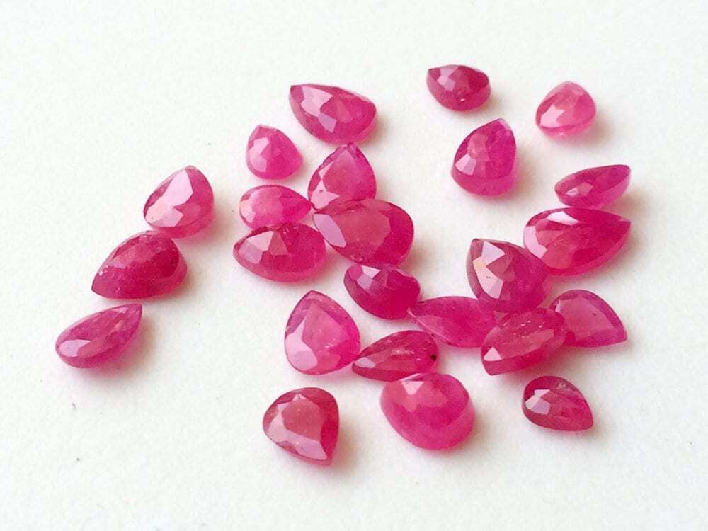 4×5.5mm-5x8mm Ruby Mozambique Pear Cut Stone Natural Ruby Faceted Pear Cut Stone