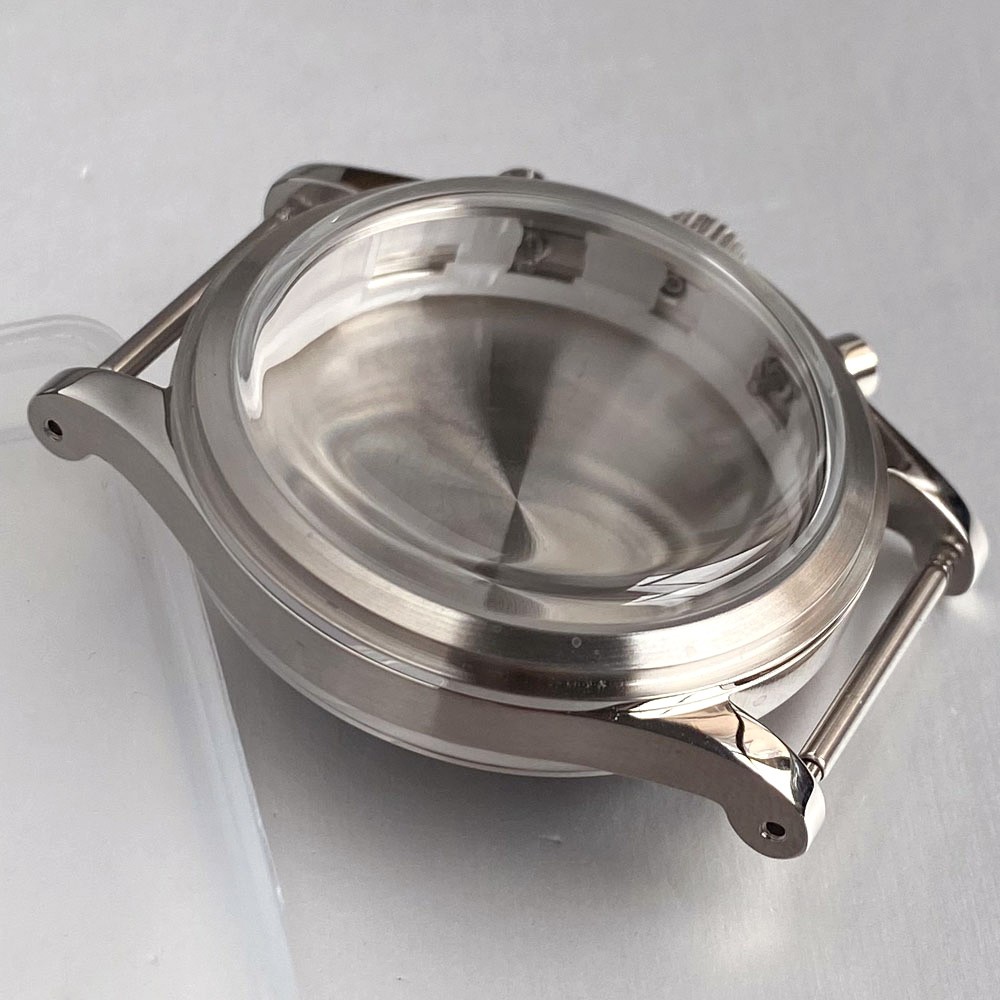 38mm Retro Stainless Steel Watch Case Dial For Miyota OS20 Chronograph Quartz