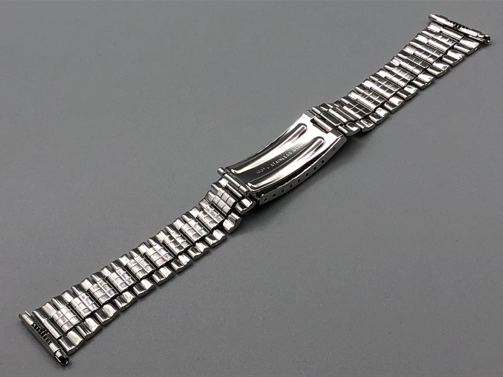 VINTAGE NOS 60s 70s STAINLESS STEEL WATCH CHRONOGRAPH BRACELET 16-22mm