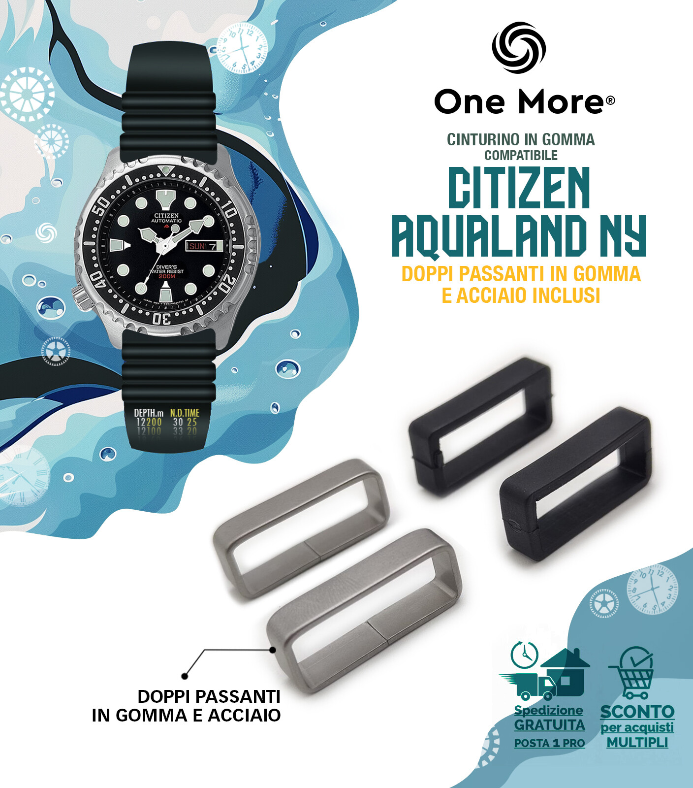 Cinturino gomma citizen promaster aqualand ny seiko nd limits 20 22 24 mm sub