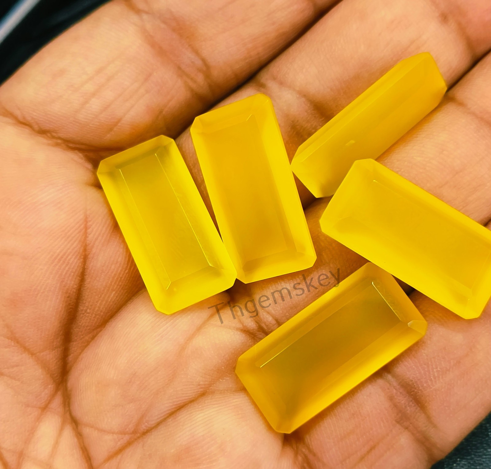 Natural Yellow Chalcedony Faceted Cut Long Octagon Gemstone 6x12mm-15x30mm