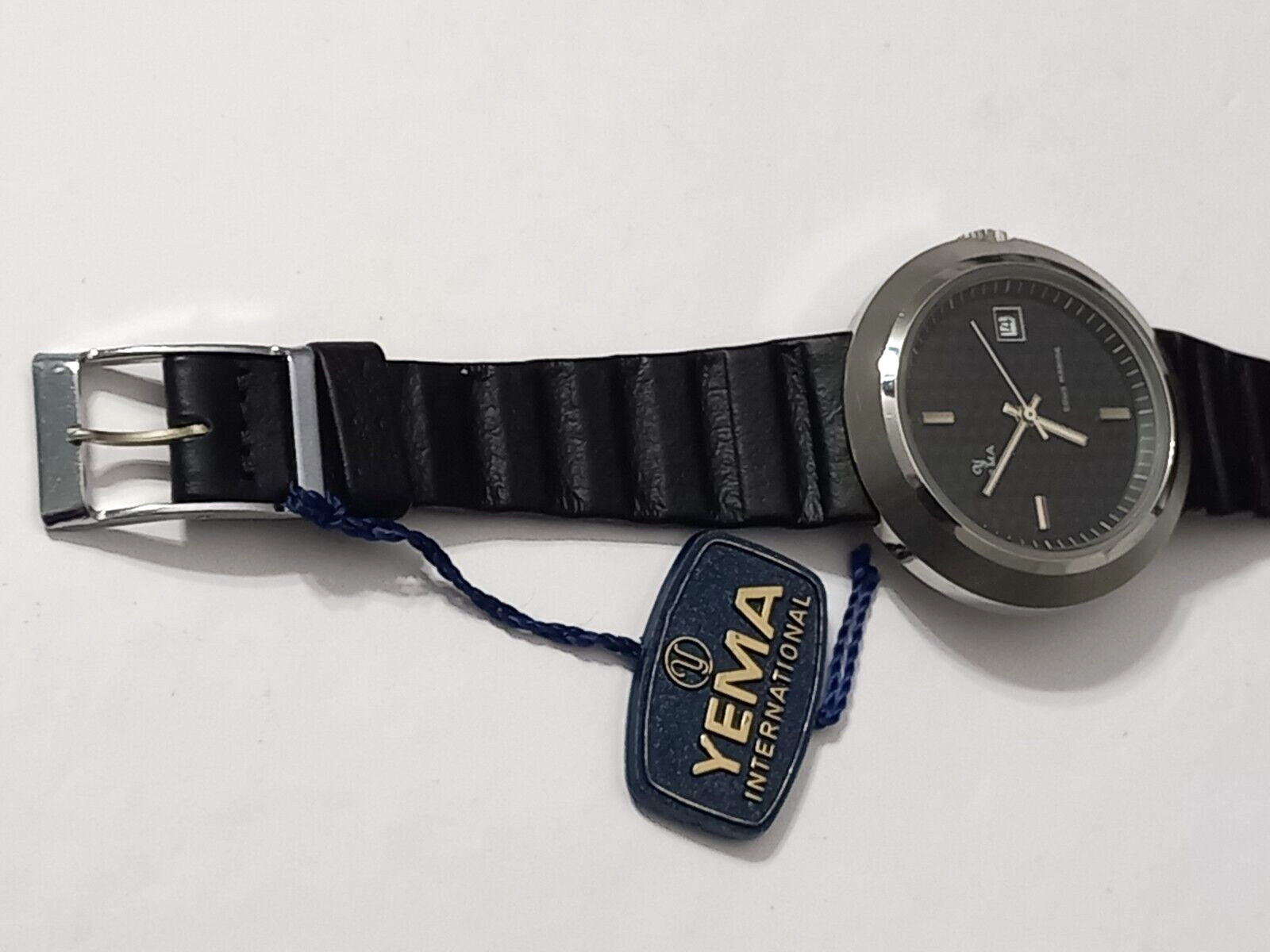 NOS 40MM 1970’S STEEL YEMA SOUS MARINE ” UFO ” AUTOMATIC DATE -RARE BLACK DIAL