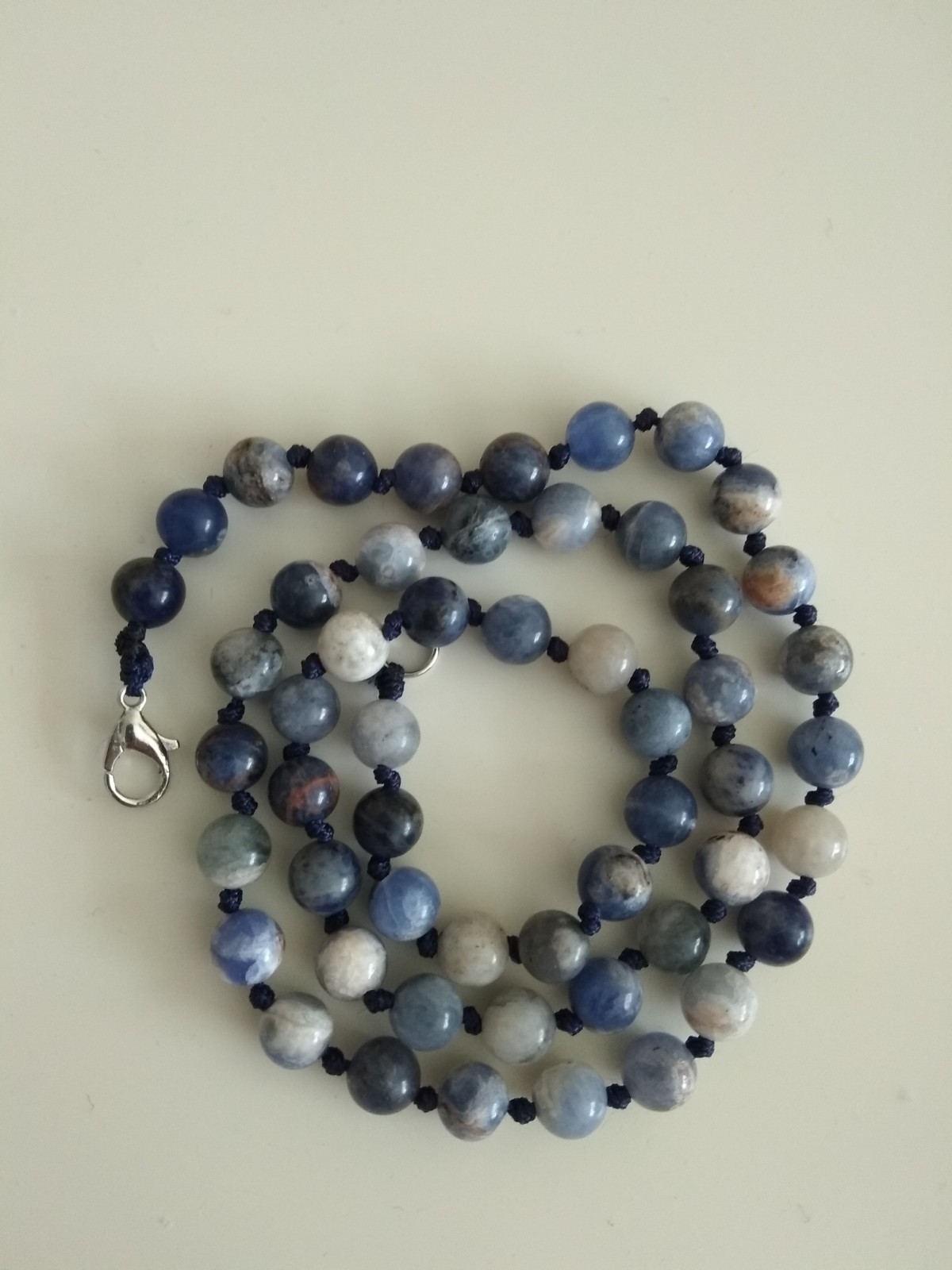 Natural 6mm multi-coloured Blue Sodalite gemstone beads necklace 18″-525-4