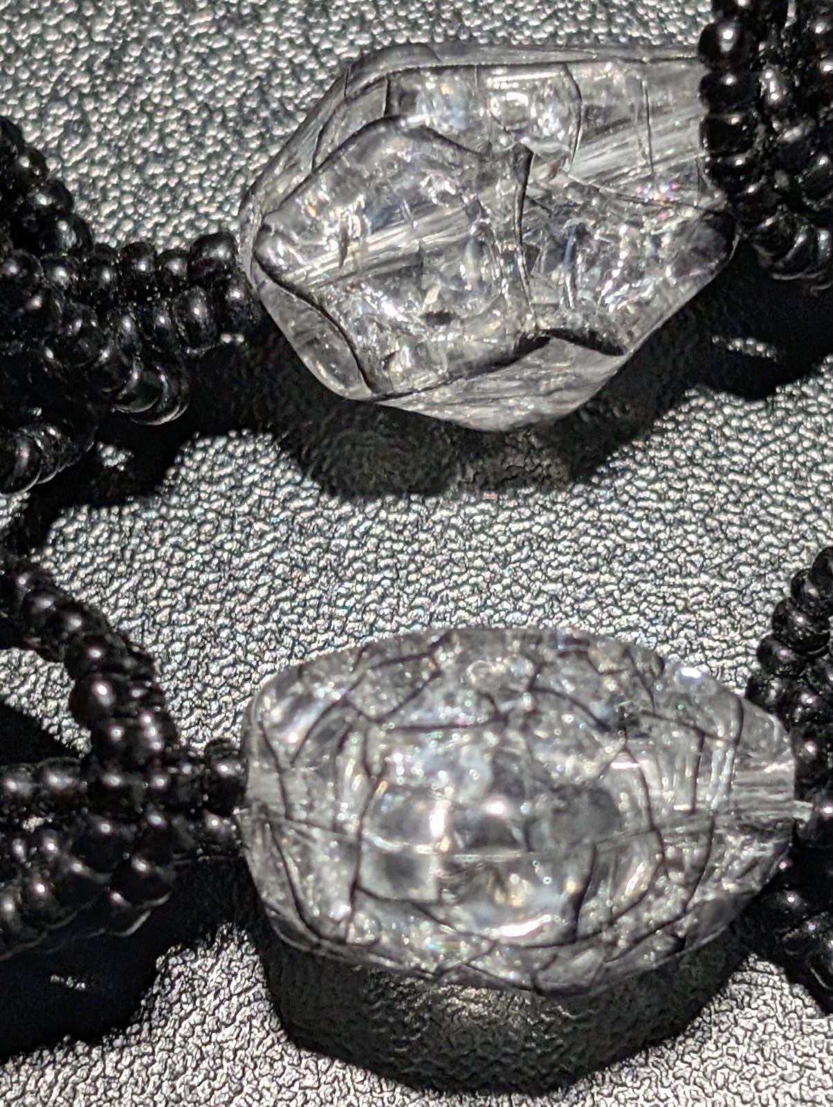 Vintage Style Statement Necklace Mother of Pearl Houndstooth Pendant Crackle…