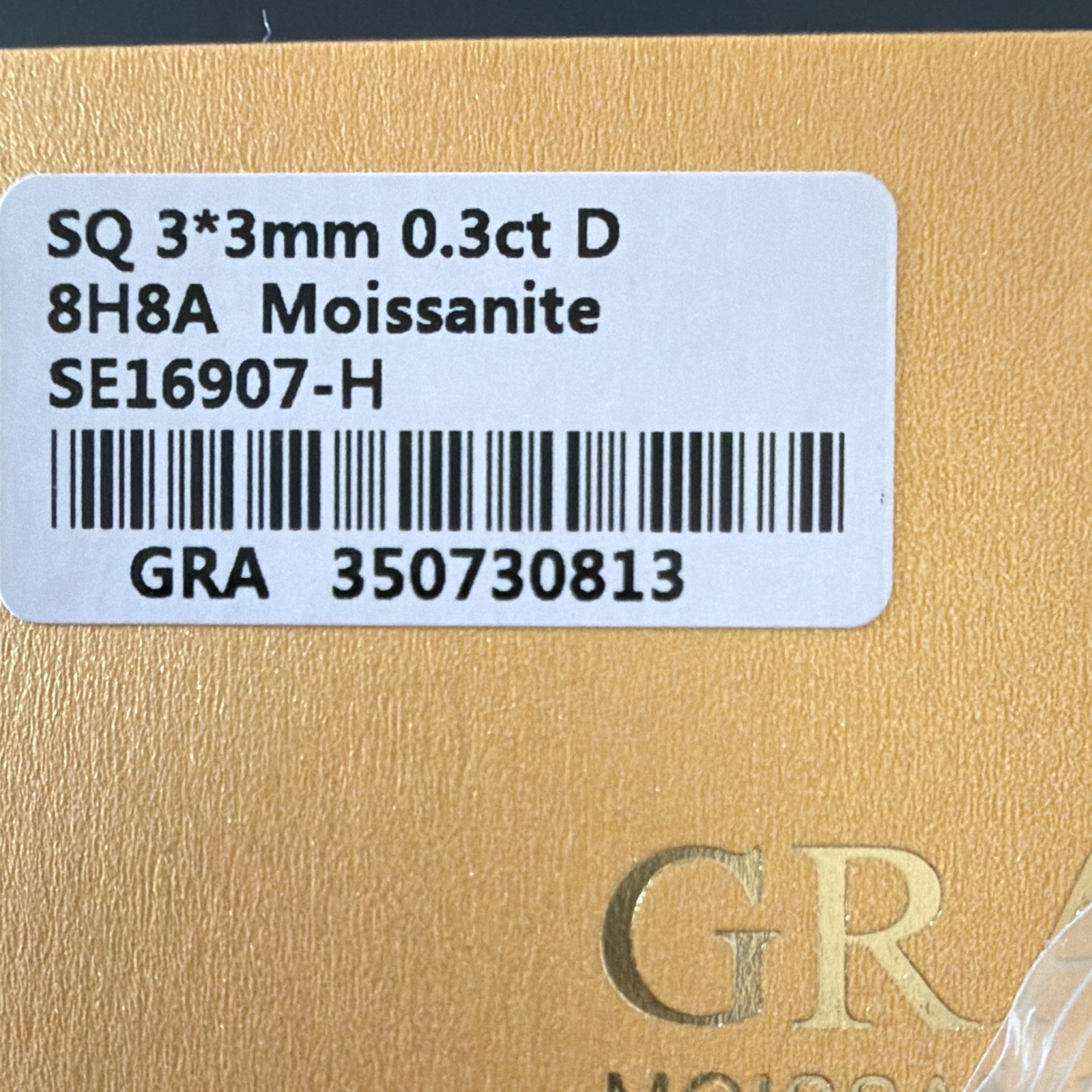 GRA Moissanite Square 3x3mm 0.3ct D GRA Certified Loose Gemstone SE16907-H