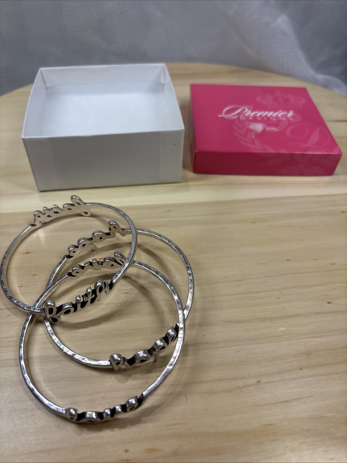 Premier Designs Silver Tone Bangle Bracelet, Set Of 3