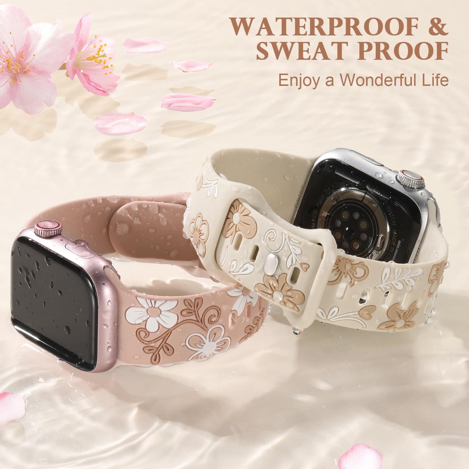 Floral Band Compatible with Apple Watch Bands for Women 40Mm 41Mm 38Mm 42Mm 44Mm