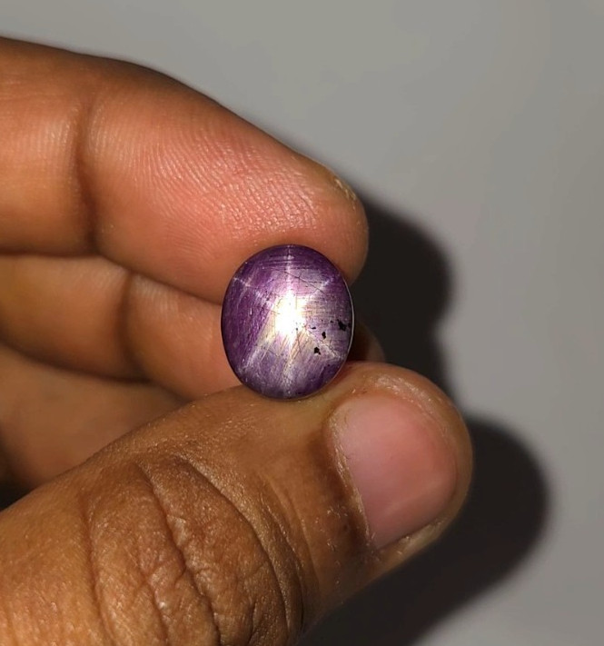 Natural 11.70 Ct Star Ruby Purplish Red Oval untreated Cabochon Loose Gemstone