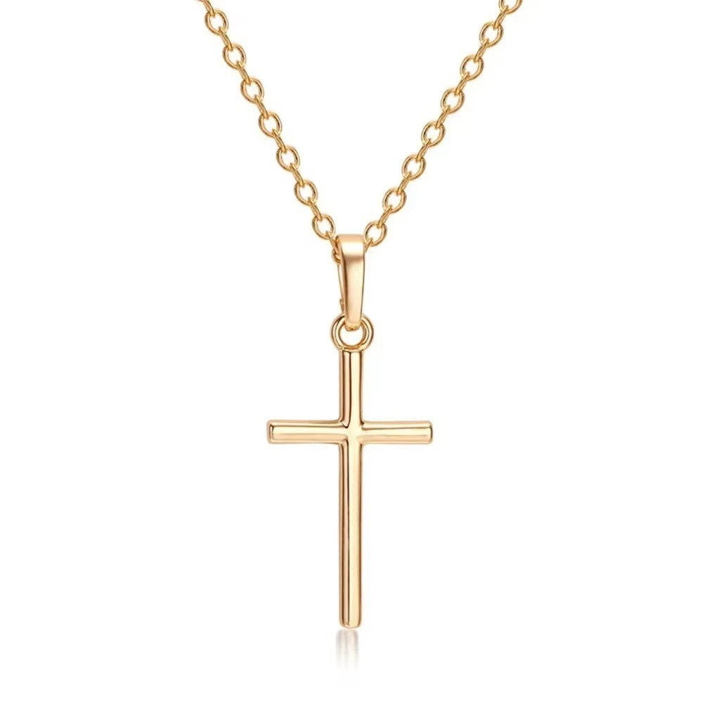 Simple Silver Gold Plated Cross Pendant Necklace Women Men’s Jewelry Gift