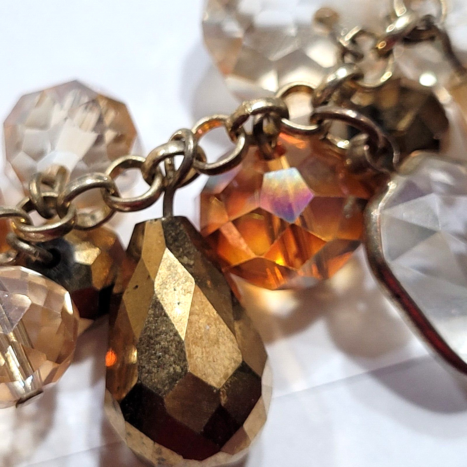 Chunky Cluster Statement Multi Colored Faceted Glass Charm Drop Necklace 21 Inch