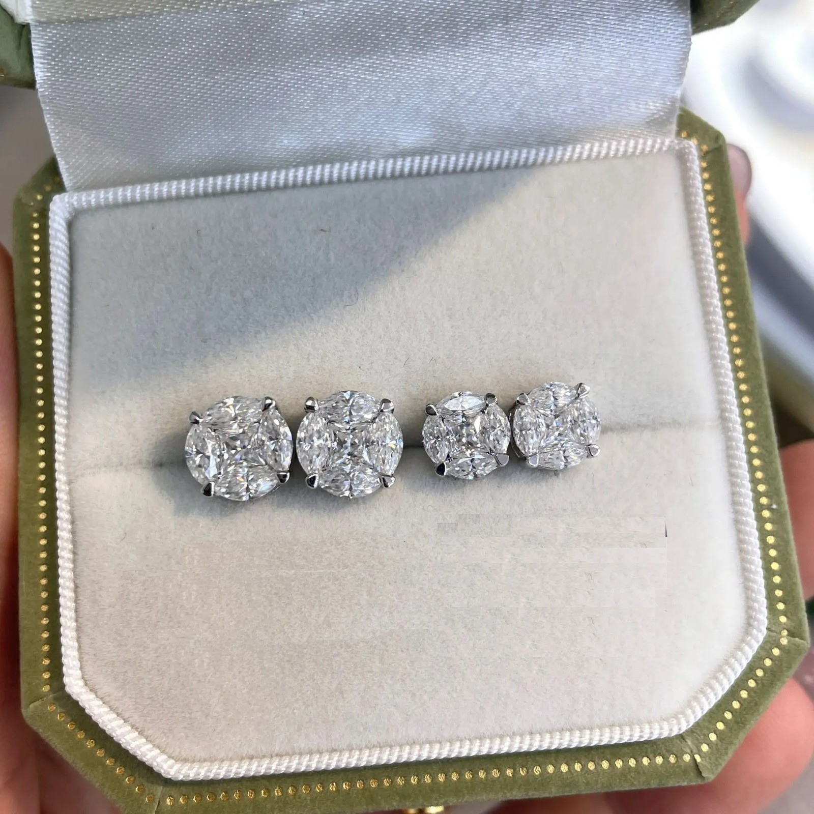 5.80CTTW Exquisite Princess Marquise Cut Moissanite Stud Earrings 925 Silver