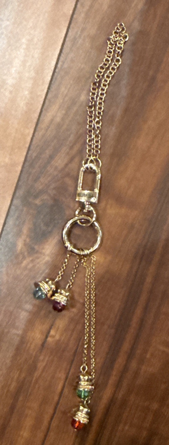 EFFY Jewelry 4 Bell Charm Set Gold Tone Multicolor Crystal Keychain Bag Charm