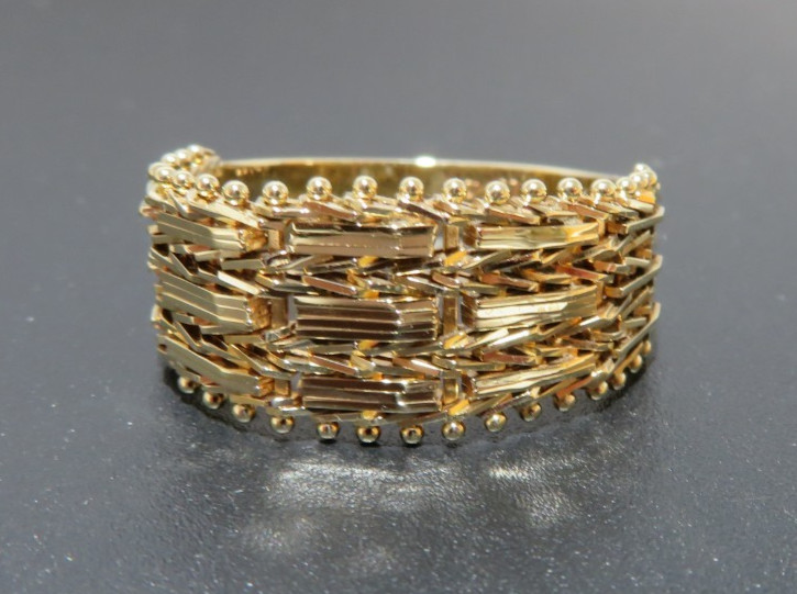 14K YG LADIES BOLA LINK RING SZ 9.5 10.70 MM WIDE 4.40 grams (AI-2921)