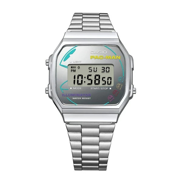 Casio PAC-MAN A168WEPC-7A Digital Stainless Steel Watch New from Japan