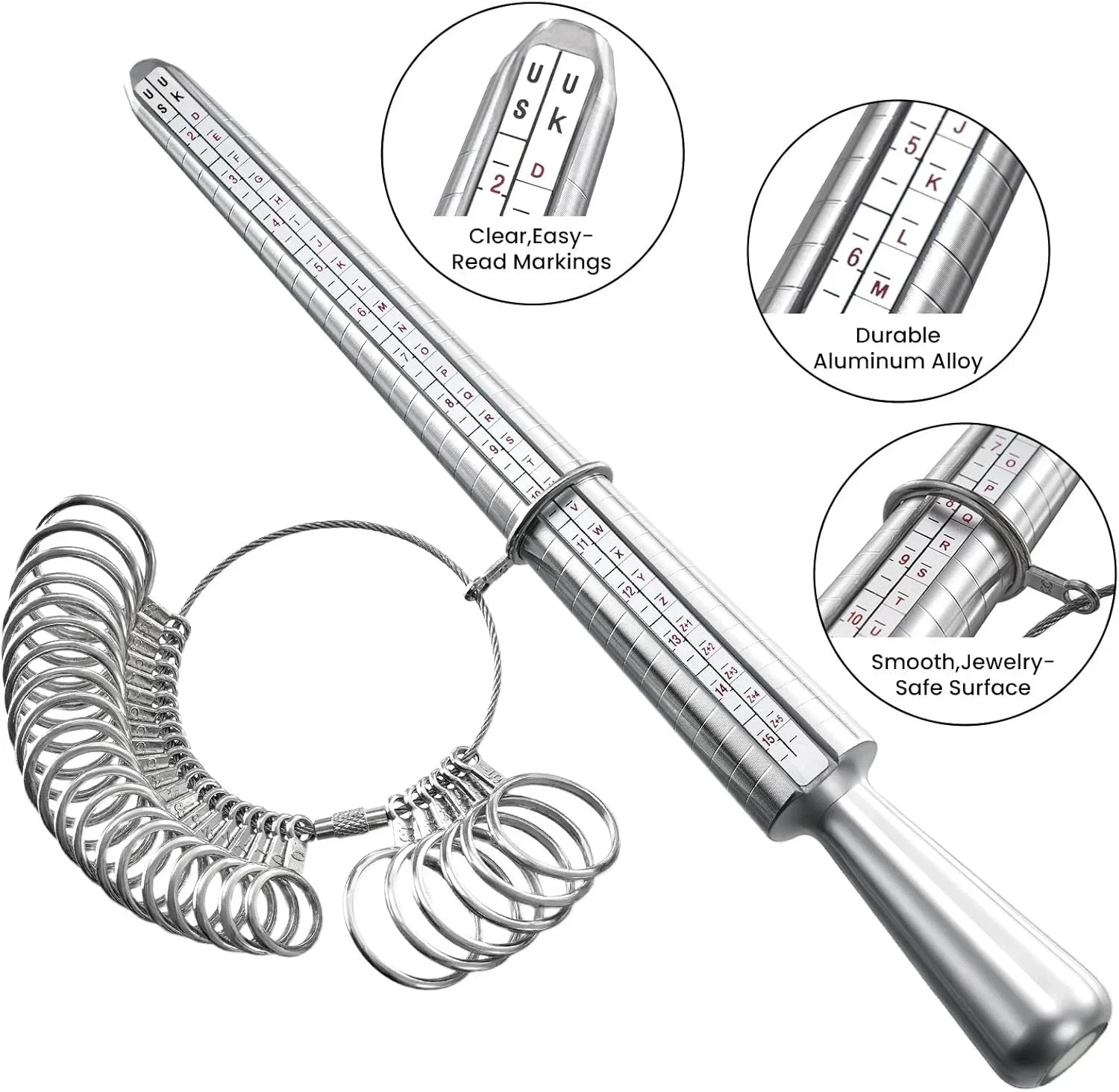 4PCS Ring Sizer 1-17 REIDEA Measuring Jewelry Sizing Tool, Reusable Finger Size