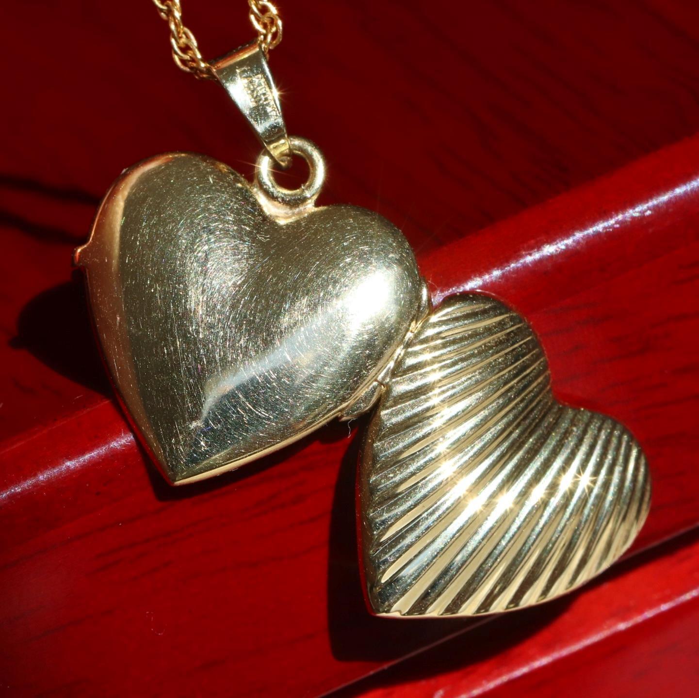 14k yellow gold pendant Italian 1.05″ heart locket charm vintage 3.85gr N3467
