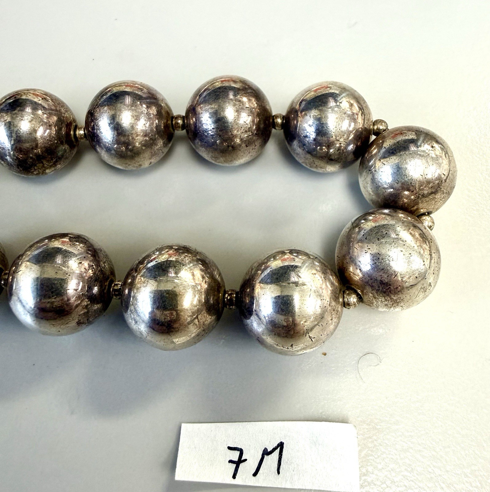 VTG.Premier Designs Sterling Silver Graduated Bead Necklace 54.46g Southwestern