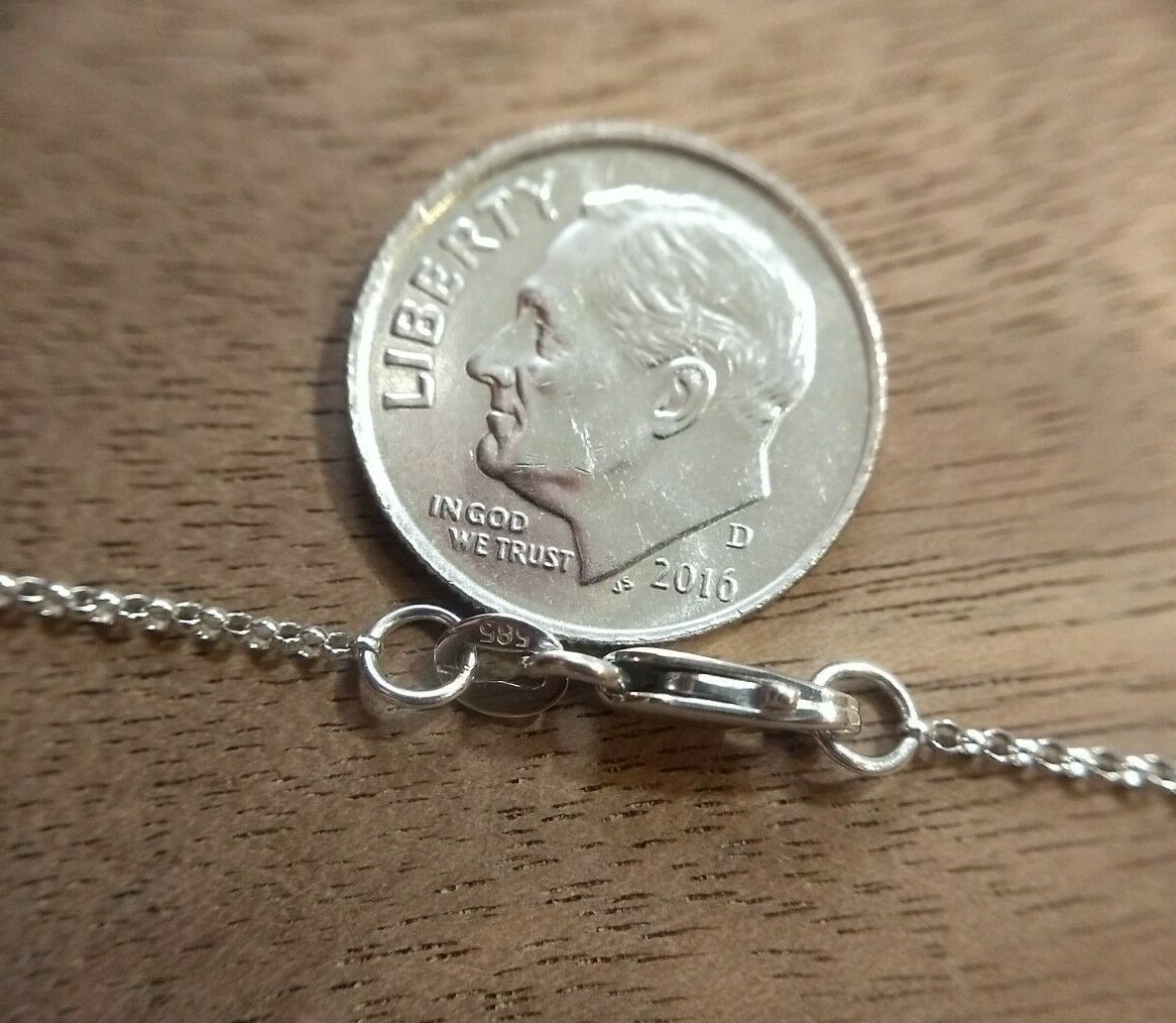 15.75″ 14K White Gold 1.0mm Rolo Link Chain Necklace – 1.695 grams