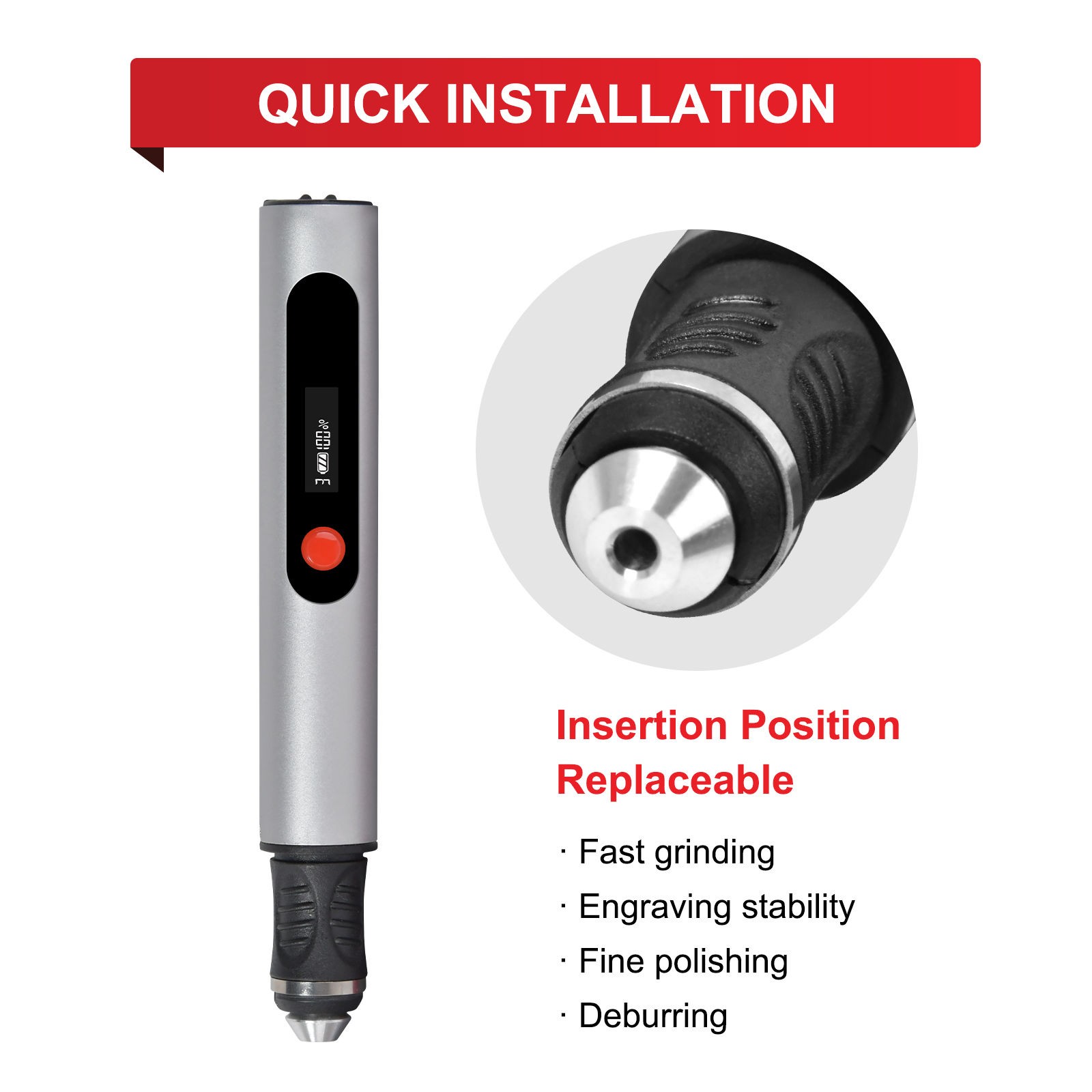 USB Rechargeable Engraving Pen with 30x Bits Mini Electric DIY Engraver Cordless