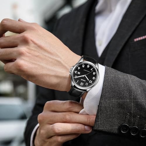 Watch for Men, Fashion Minimalist Wrist Watch Waterproof Quartz Analog 02-Black