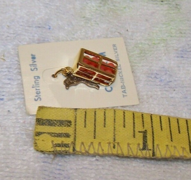 Sterling Silver Charm Vintage Florida Oranges Crate Nickle Tab