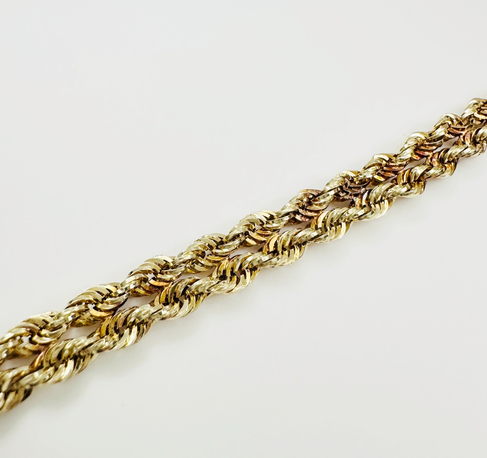Solid 14K Yellow Gold Unique Braided Link Chain Bracelet 5.7mm, 7 3/8″, 3.4g