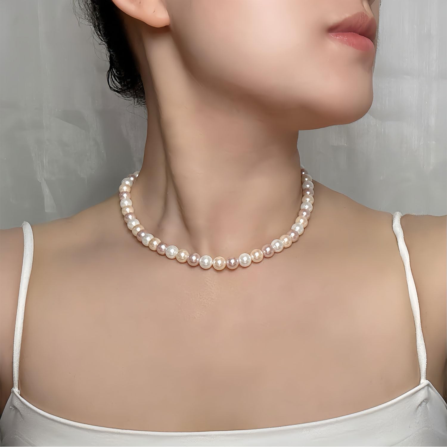 Pearl Choker Necklace for Women Pearl Beaded Necklace Colorful Pearl Neckla – 01