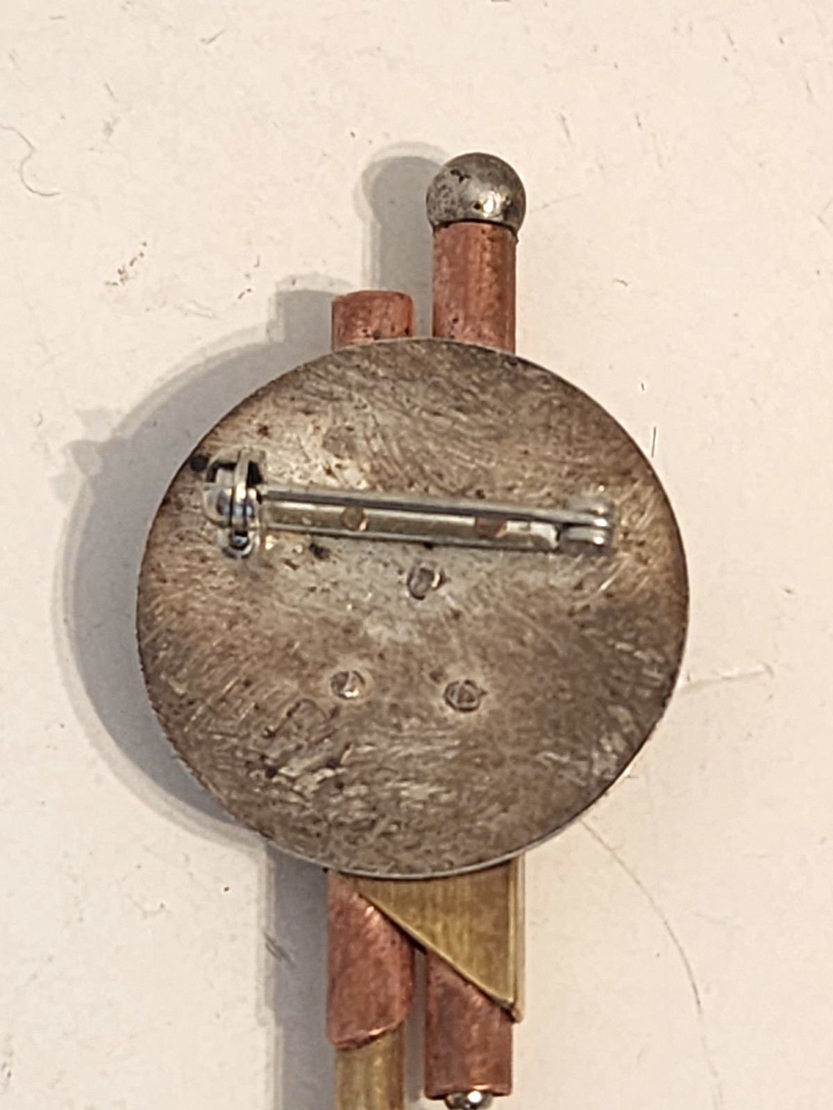 BETH PIVER Industrial Steampunk 3D Space Age Mixed Media Brooch Pin 3 1/2″
