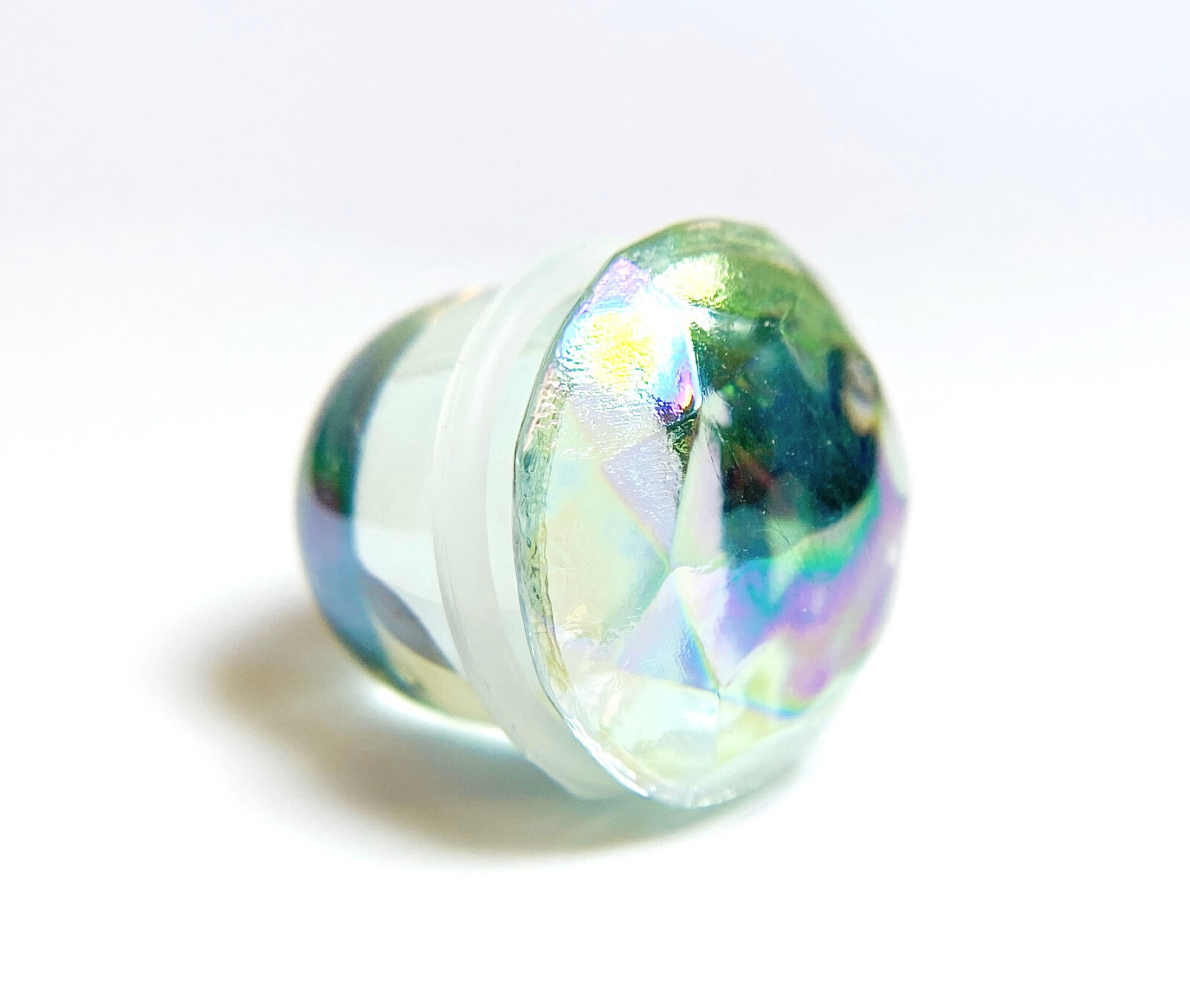 PAIR Iridescent Faceted Glass Single Flare Plugs Tunnels Gauges Body Jewelry