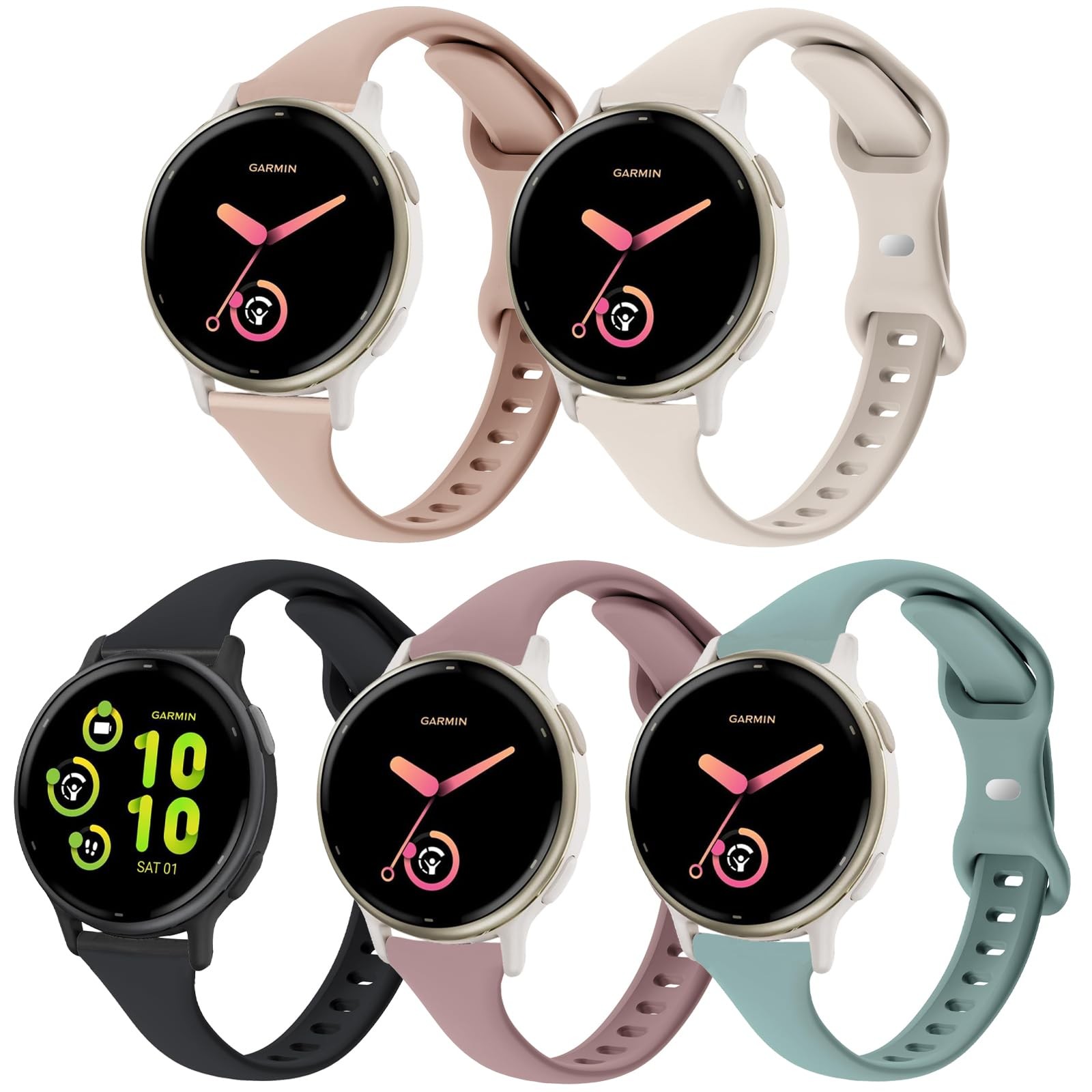 TUCOMO 5 Pack Slim Silicone Watch Bands Compatible with Garmin Vivoactive 6/ …