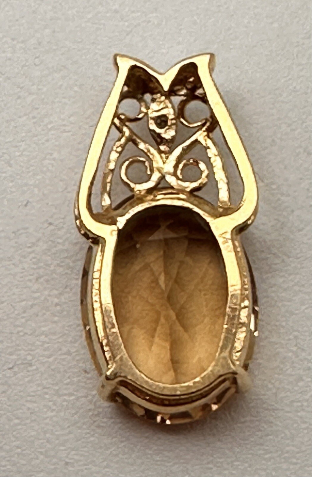 14k Yellow Gold 12mm x 16mm Oval Golden Topaz & Diamond 1/2″ x 1″ Pendant