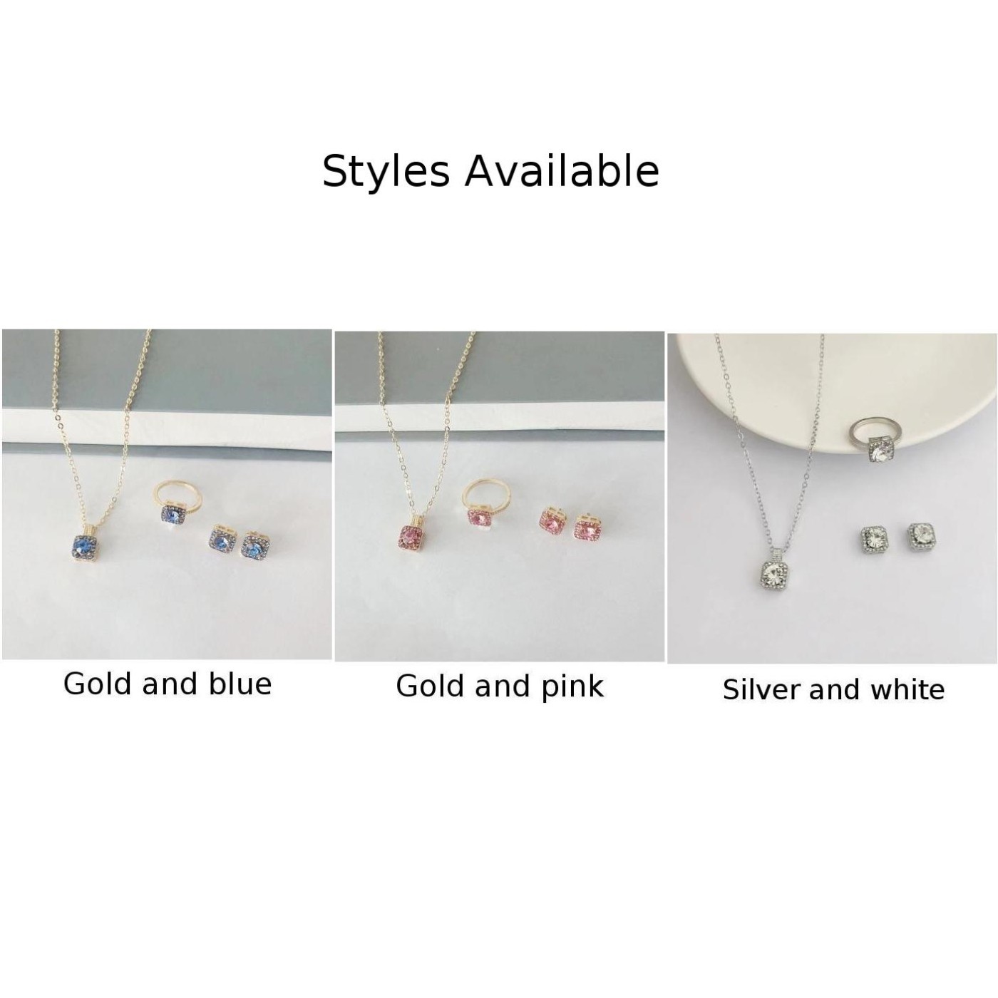 Contemporary Women’s 3pcs Jewelry Set Necklace Ring and Earrings Design