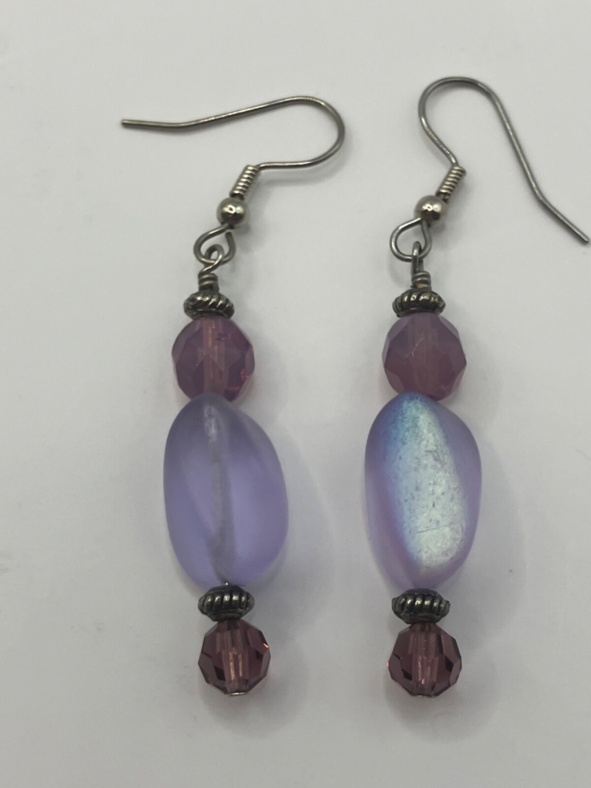 Amethyst Colored Handmade Earings Pierced 3 Shades of Amethyst