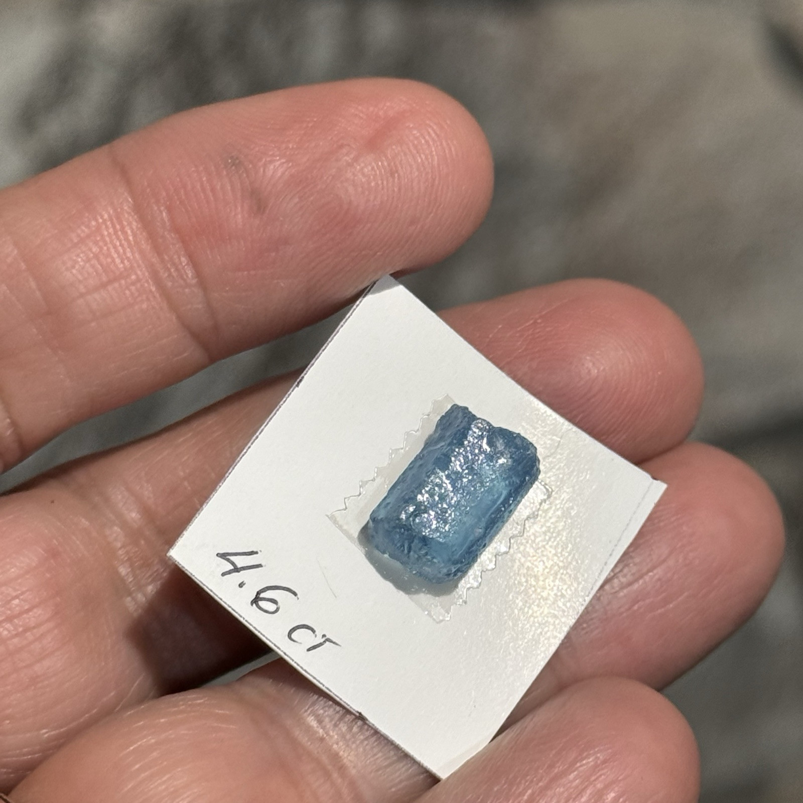 4.6ct 11.7×7.6mm Rough Intense Blue Aquamarine Resin Coated Gemstone
