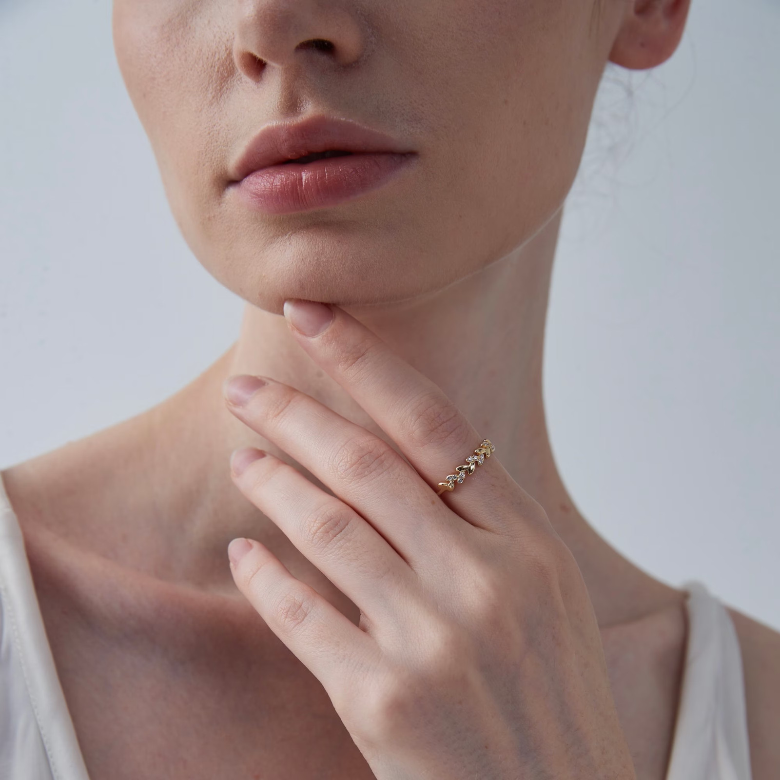 Olive Tree Leaf Stacking Band Ring in 925 Sterling Silver