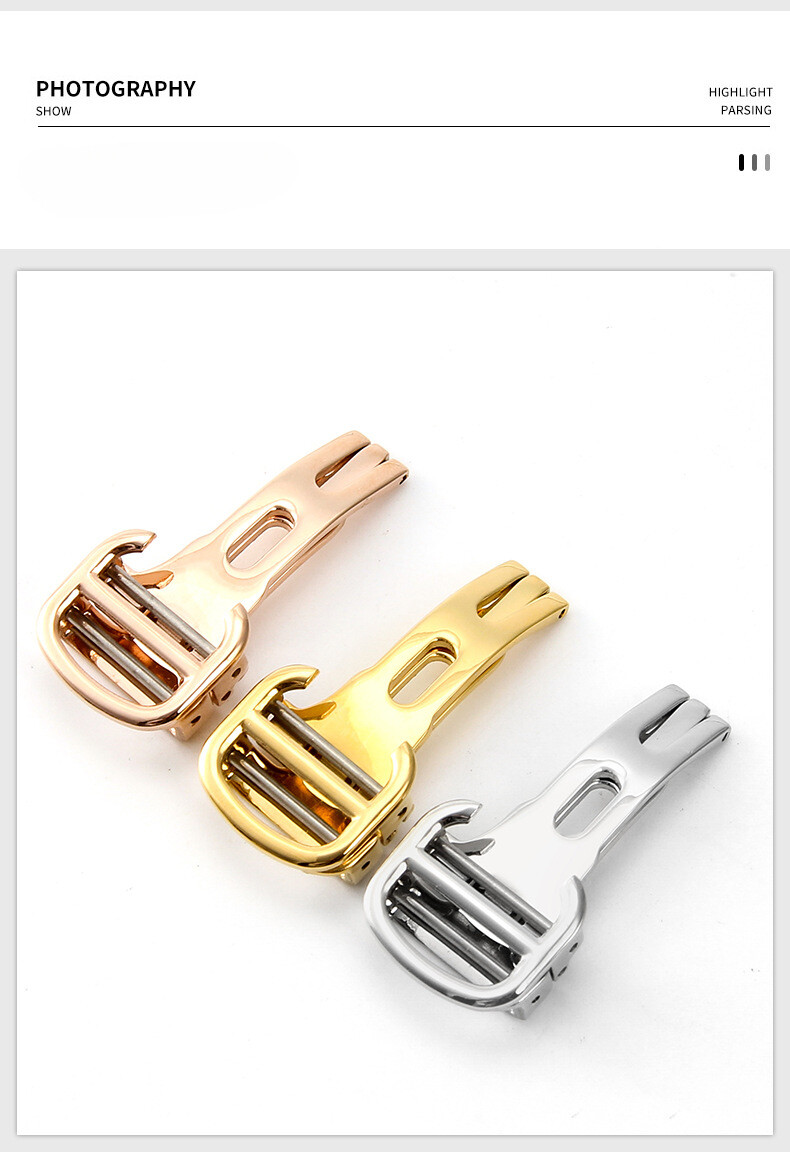 For Cartier stainless steel folding buckle metal butterfly clasp12 14 16 18 20mm