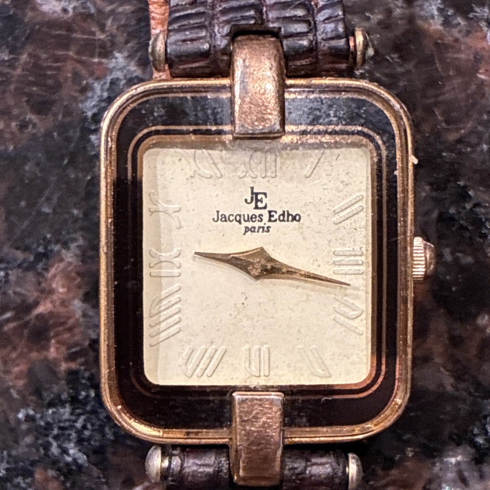 vintage Jacques Edho Paris lady tank style watch 18k gold plated 21585 Untested