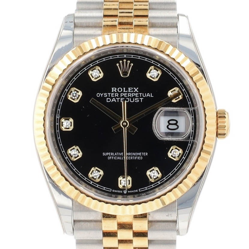Rolex Datejust 126233 Black Diamond Dial 18KY Gold Steel Jubilee Watch Box Paper