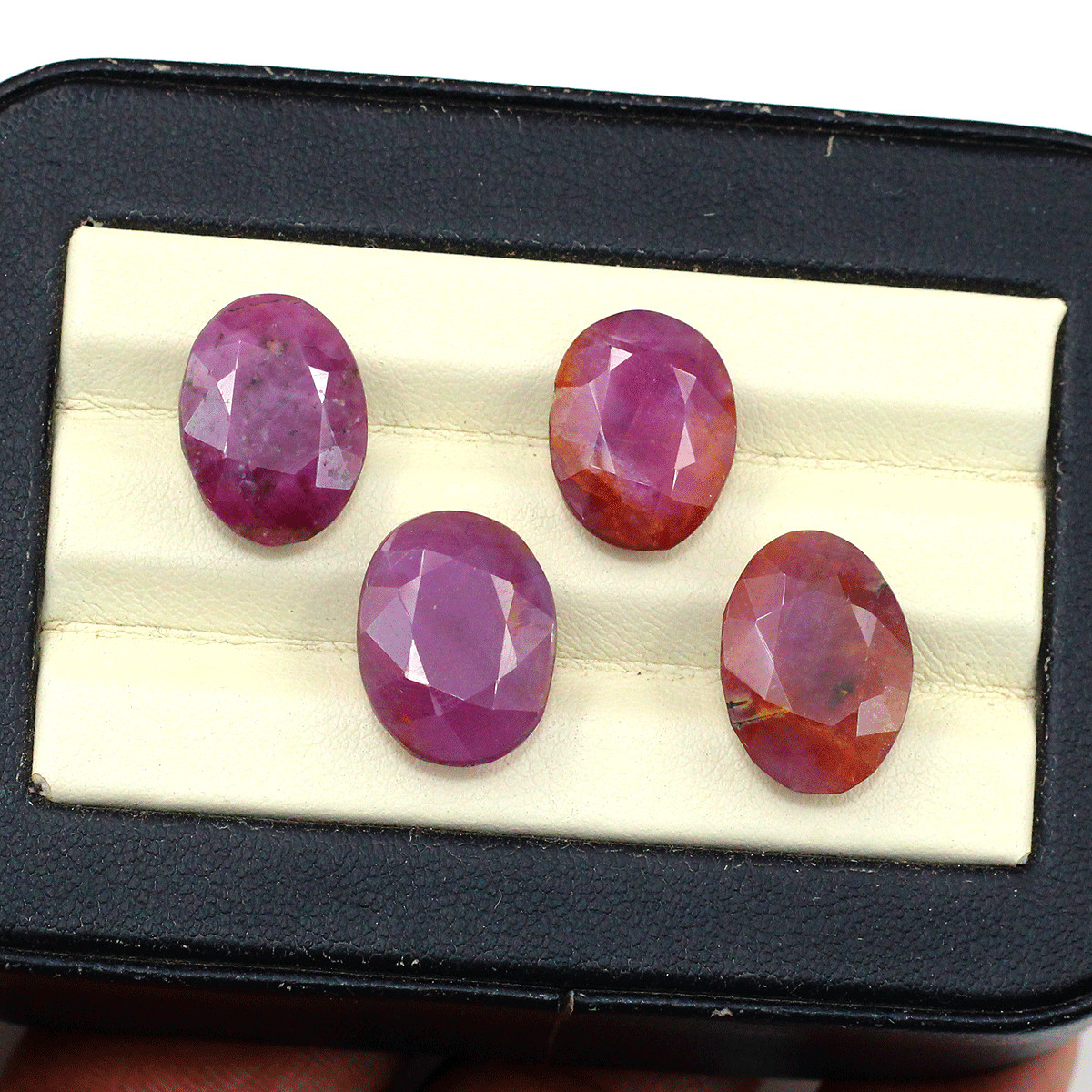 4 Pcs Natural African Ruby Untreated 14.7mm-15.7mm Oval Cut Loose Gemstones Lot