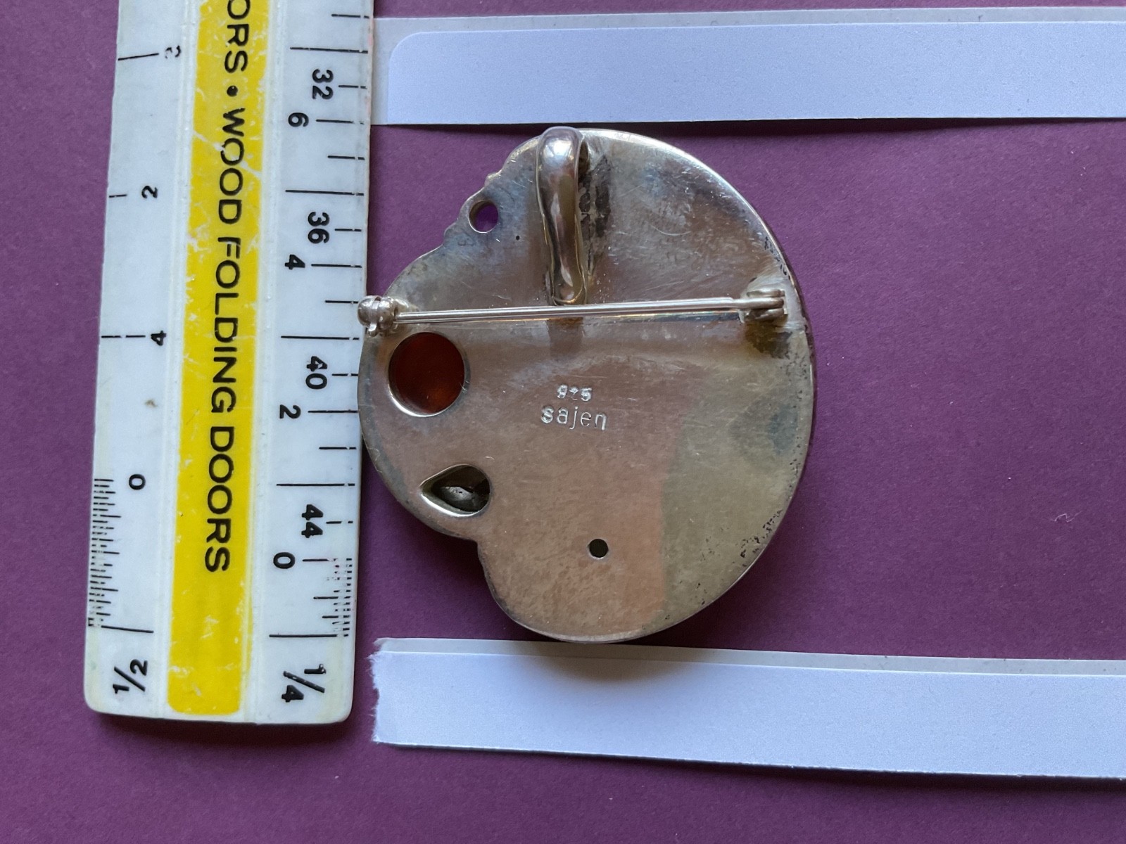 SAJEN 925 Sterling RARE Woman Looking Over Shoulder Cameo Pin Pendant 90’s Bali