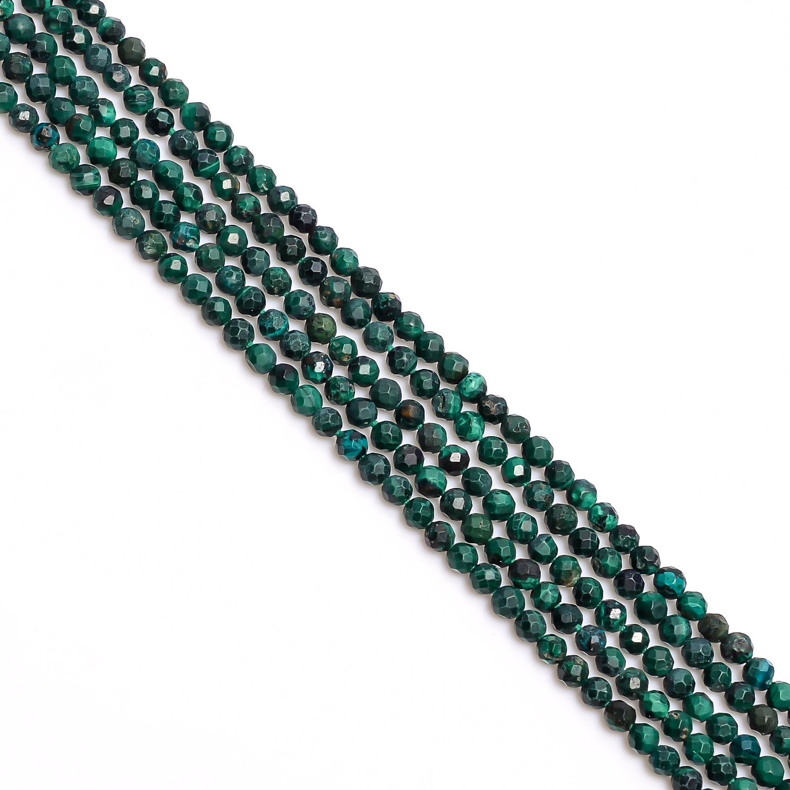Natural Malachite Gemstone Round Micro Faceted Beads 2.5-3 mm Strand 12.5″ 4